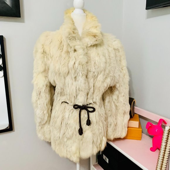 VINTAGE REAL RABBIT FUR COAT